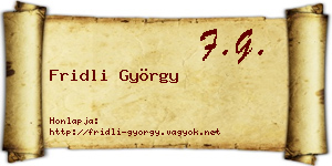 Fridli György névjegykártya