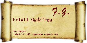 Fridli György névjegykártya